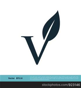 V Letter Leaf Icon Vector Logo Template Illustration Design. Vector EPS 10.