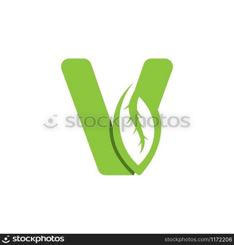 V Letter logo leaf concept template design