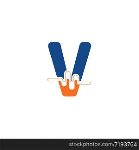 V Letter logo on pulse concept creative template design