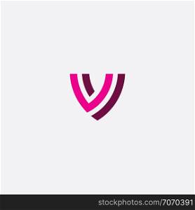 v letter purple symbol logo design