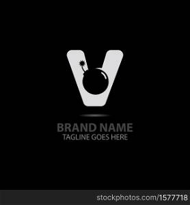 V letter With boom logo creative alphabet concept dsign