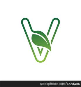 V Letter with leaf logo or symbol concept template design