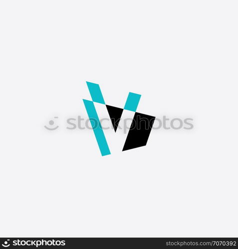 v logo letter cyan black icon vector symbol