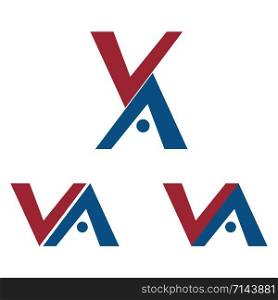 VA Letters set business branding vector logo design.