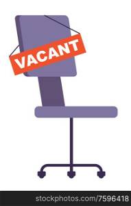 Vacancy chair of future employee. Recruiting agency. Personnel. HR management. Vector flat illustration