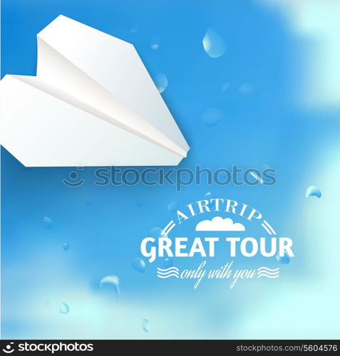 Vacation cruise illustration with airplane and text lettering. Vector illustration.