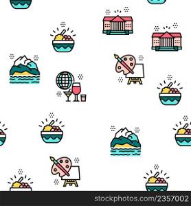 Vacation Rentals Place Vector Seamless Pattern Thin Line Illustration. Vacation Rentals Place Vector Seamless Pattern