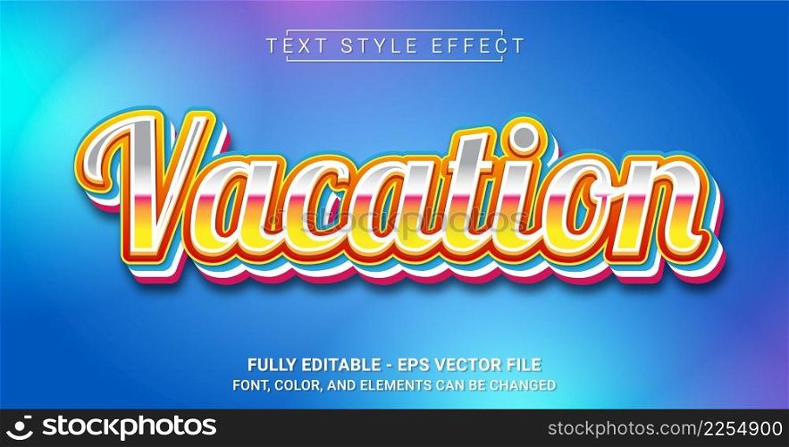 Vacation Text Style Effect. Graphic Design Element.