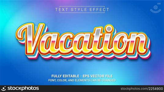 Vacation Text Style Effect. Graphic Design Element.