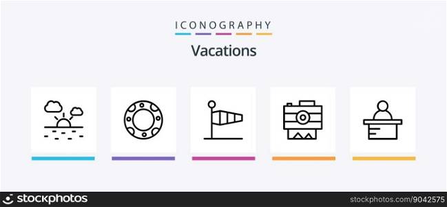 Vacations Line 5 Icon Pack Including . weather. ic. medical kit. Creative Icons Design