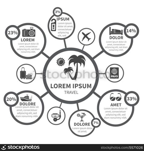 Vacations travel infographics design elements set for presentation vector illustration