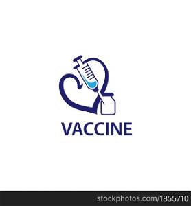Vaccin injection in love logo design vector illustration health sign
