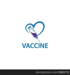 Vaccin injection in love logo design vector illustration health sign