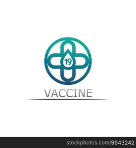 Vaccin logo medical vector antibiotic vaccination virus vaccine, design and illustration for health care