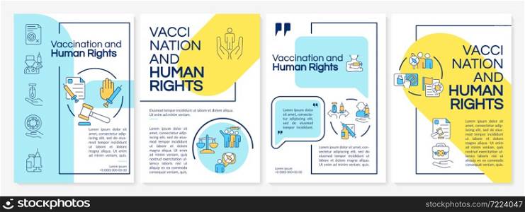 Vaccination and fundamental freedoms brochure template. Flyer, booklet, leaflet print, cover design with linear icons. Vector layouts for presentation, annual reports, advertisement pages. Vaccination and fundamental freedoms brochure template