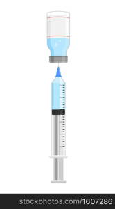Vaccination concept. Idea of vaccine injection for protection from disease. Medical treatment and healthcare. Immunization metaphor. Vector illustration.