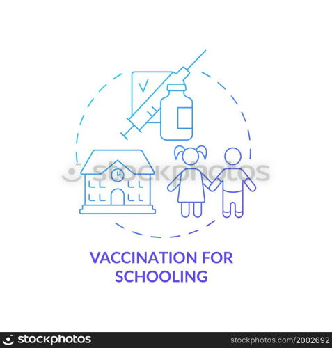 Vaccination for schooling blue gradient concept icon. Protection against covid abstract idea thin line illustration. Future protection from disease. Vector isolated outline color drawing. Vaccination for schooling blue gradient concept icon