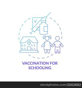 Vaccination for schooling blue gradient concept icon. Protection against covid abstract idea thin line illustration. Future protection from disease. Vector isolated outline color drawing. Vaccination for schooling blue gradient concept icon