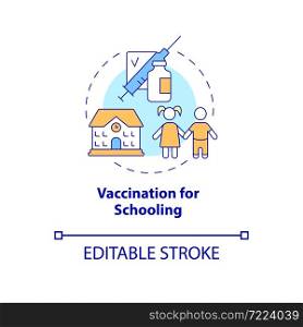 Vaccination for schooling concept icon. Protection against covid abstract idea thin line illustration. Required vaccines for children. Vector isolated outline color drawing. Editable stroke. Vaccination for schooling concept icon