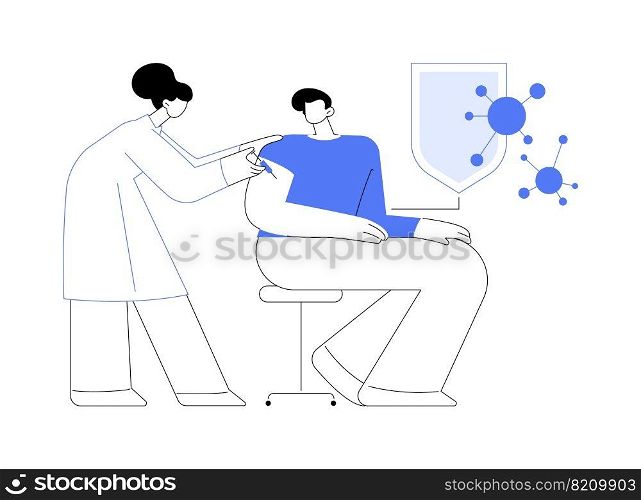 Vaccination of adults abstract concept vector illustration. Flu vaccination of adult, grown up immunization schedule, vaccine-preventable diseases list, general medical practice abstract metaphor.. Vaccination of adults abstract concept vector illustration.