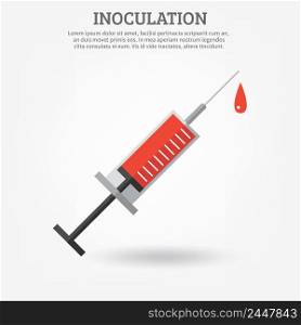 Vaccination poster depicting syringe with title and field for text vector illustration. Vaccination Syringe Poster