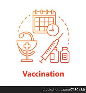 Vaccination red concept icon. Safe sex. Medical injection for immunity. Pharmaceutical inoculation. Male, female healthcare idea thin line illustration. Vector isolated outline drawing