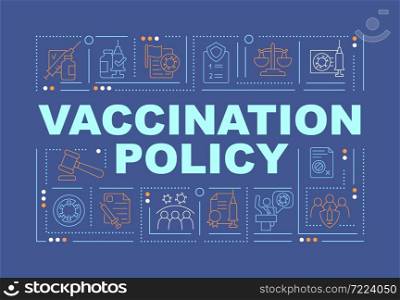 Vaccination regulations word concepts banner. Enhance people trust. Infographics with linear icons on blue background. Isolated creative typography. Vector outline color illustration with text. Vaccination regulations word concepts banner