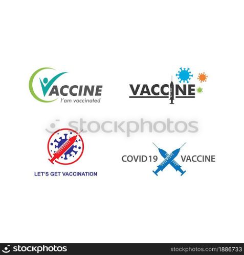 Vaccine covid 19 logo vector flat design