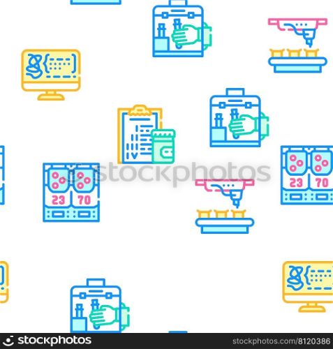 Vaccine Production Vector Seamless Pattern Color Line Illustration. Vaccine Production Vector Seamless Pattern