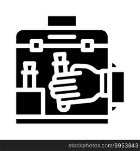 vacuum chamber for work with vaccine glyph icon vector. vacuum chamber for work with vaccine sign. isolated contour symbol black illustration. vacuum chamber for work with vaccine glyph icon vector illustration