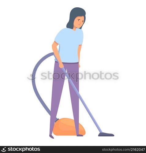 Vacuum cleaner work icon cartoon vector. Cleaning household. Service people. Vacuum cleaner work icon cartoon vector. Cleaning household