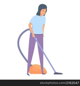 Vacuum cleaner work icon cartoon vector. Cleaning household. Service people. Vacuum cleaner work icon cartoon vector. Cleaning household