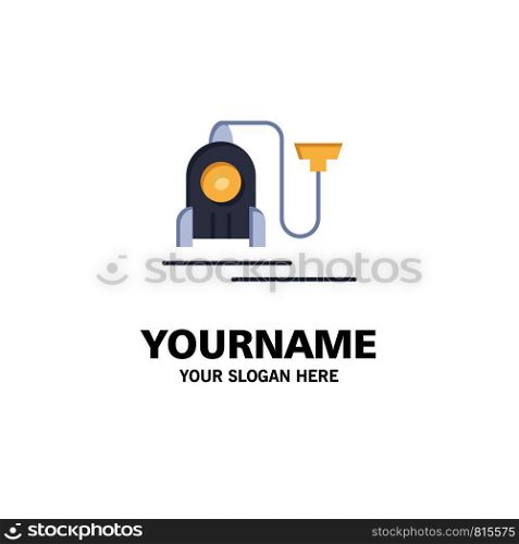 Vacuum, Machine, Hotel, Cable Business Logo Template. Flat Color