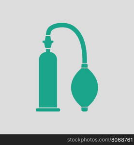 Vacuum penis machine icon. Gray background with green. Vector illustration.