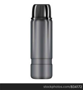 Vacuum thermo flask mockup. Realistic illustration of vacuum thermo flask vector mockup for web design isolated on white background. Vacuum thermo flask mockup, realistic style