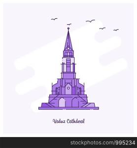 VADUZ CATHDERAL Landmark Purple Dotted Line skyline vector illustration