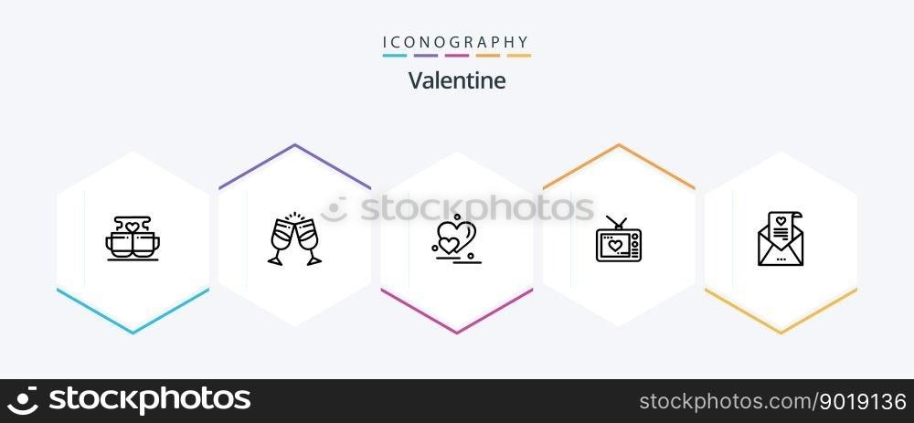 Valentine 25 Line icon pack including love. valentines. love. valentine. romantic