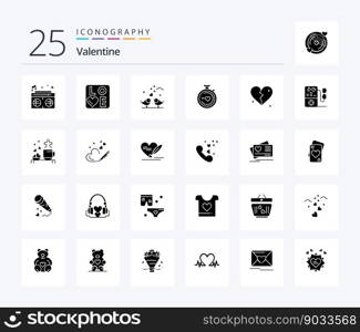 Valentine 25 Solid Glyph icon pack including hearts. love. sign. day. valentine