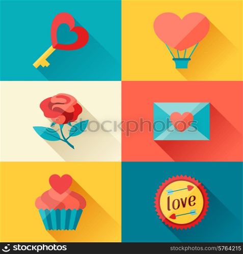 Valentine&#39;s and Wedding background in flat design style.