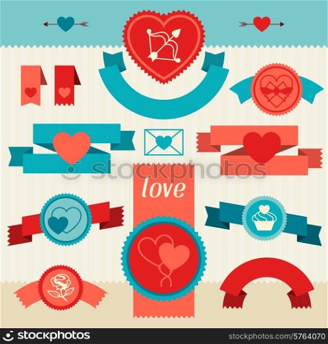 Valentine&#39;s and Wedding banners ribbons badges.