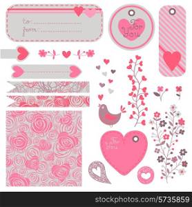 Valentine&#39;s Day set of design elements. Vector illustration.