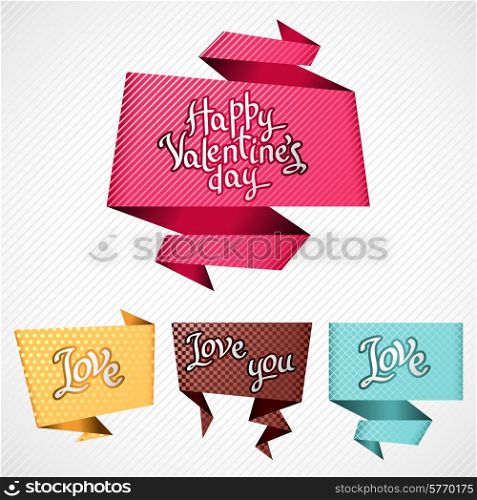 Valentine&#39;s Day vector background. Origami speech bubble.