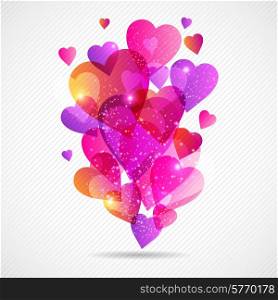 Valentine&#39;s Day vector background with flying hearts.