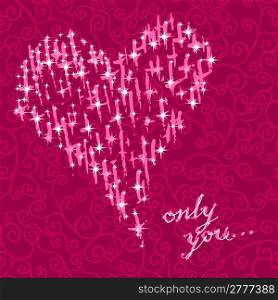 valentine&acute;s day card, vector, romantic heart with copy space