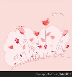 Valentine&acute;s Day greeting card with red flowers