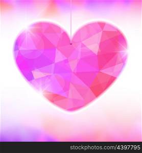 Valentine&amp;#39;s Day card with precious heart on light effect background. Vector illustration.