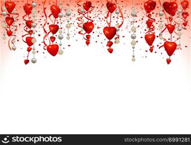 Valentine Background with Hanging Hearts
