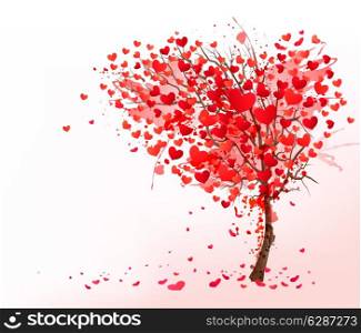 Valentine background with heart shaped tree. Vector.
