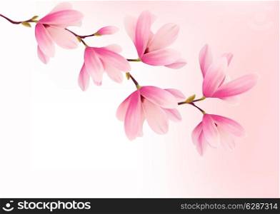 Valentine background with pink flowers. Vector.