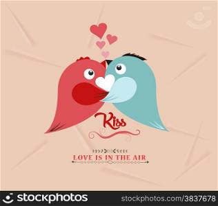 valentine bird couple kissed lovely